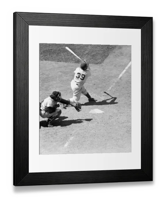 Framed Print : Roy Campanalla Swings At The Ball Framed Print : Roy Campanalla Swings At The Ball