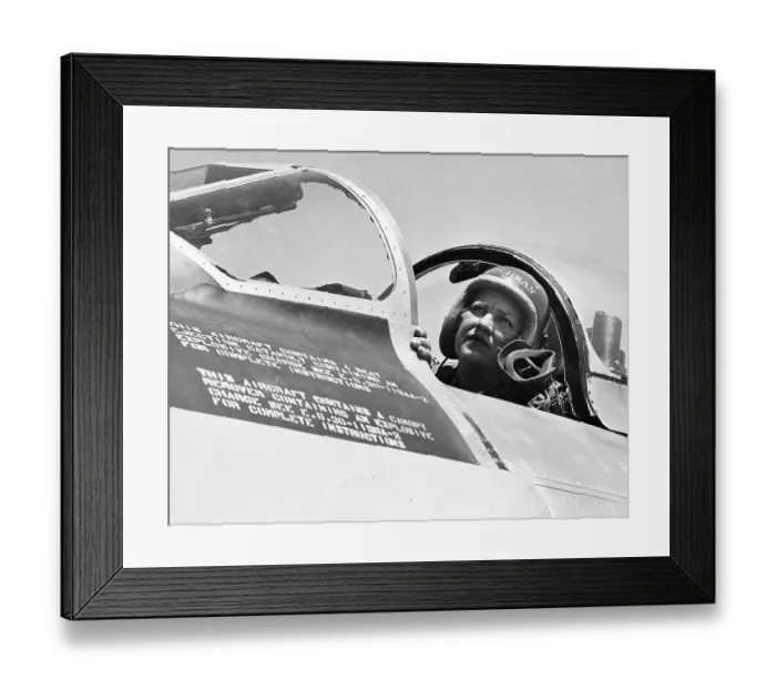 Framed Print : Jacqueline Chochrane in Cockpit Framed Print : Jacqueline Chochrane in Cockpit
