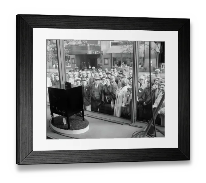 Framed Print : Crowd Looking Into Store Window Framed Print : Crowd Looking Into Store Window