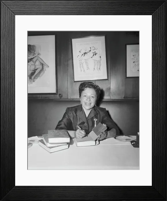 Framed Print : Polly Adler Signing one of Her Books Framed Print : Polly Adler Signing one of Her Books