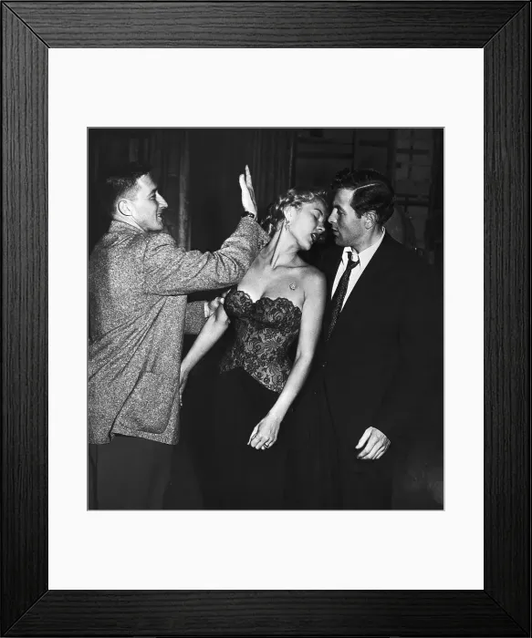 Framed Print : Mickey Spillane Pretending to Slap Actress Framed Print : Mickey Spillane Pretending to Slap Actress