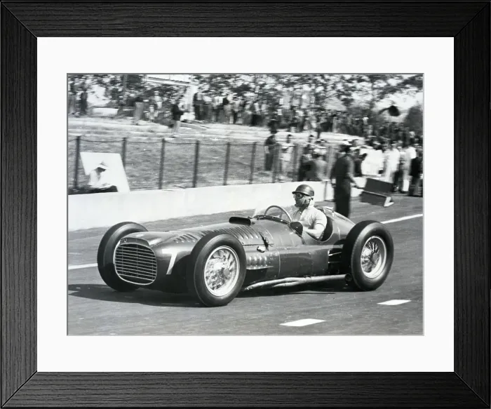 Framed Print : Juan Manuel Fangio Warming Up Race Car Framed Print : Juan Manuel Fangio Warming Up Race Car