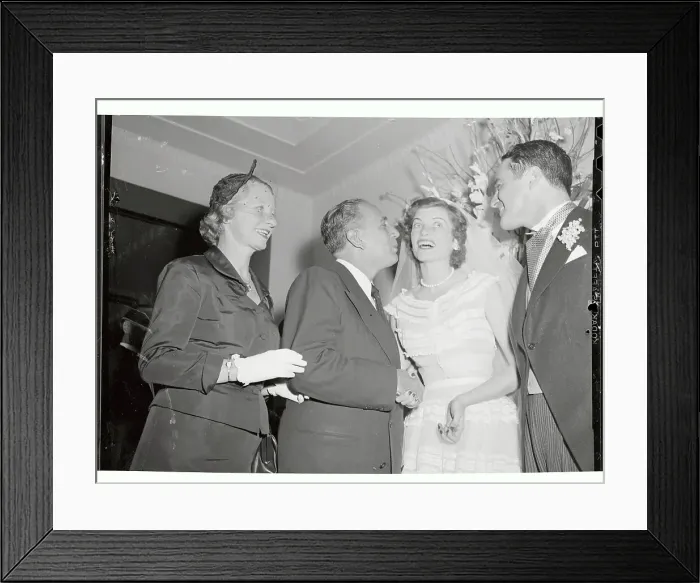 Framed Print : Mayor Vincent Impellitteri Planting a Kiss on Mrs. Robert S. Shriver, Jr Framed Print : Mayor Vincent Impellitteri Planting a Kiss on Mrs. Robert S. Shriver, Jr