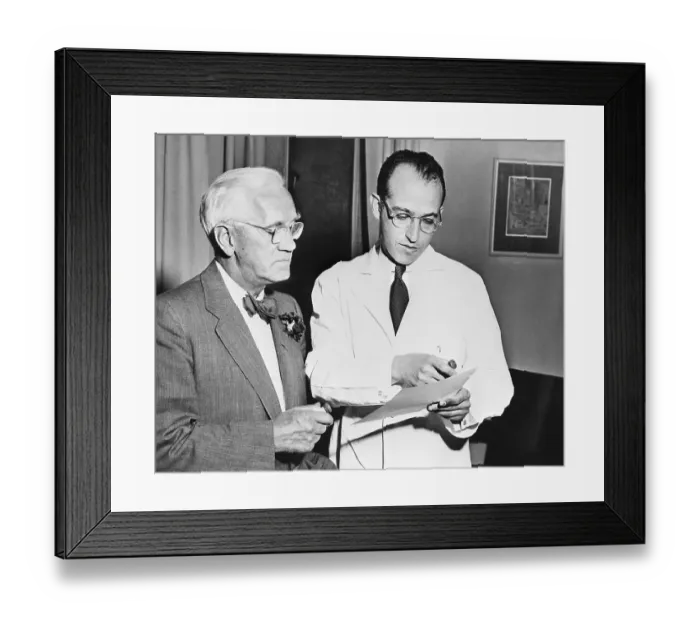 Framed Print : Alexander Fleming with Jonas Salk Framed Print : Alexander Fleming with Jonas Salk