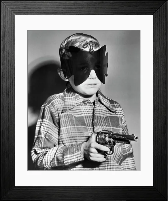 Framed Print : Boy Playing Masked Cowboy Framed Print : Boy Playing Masked Cowboy