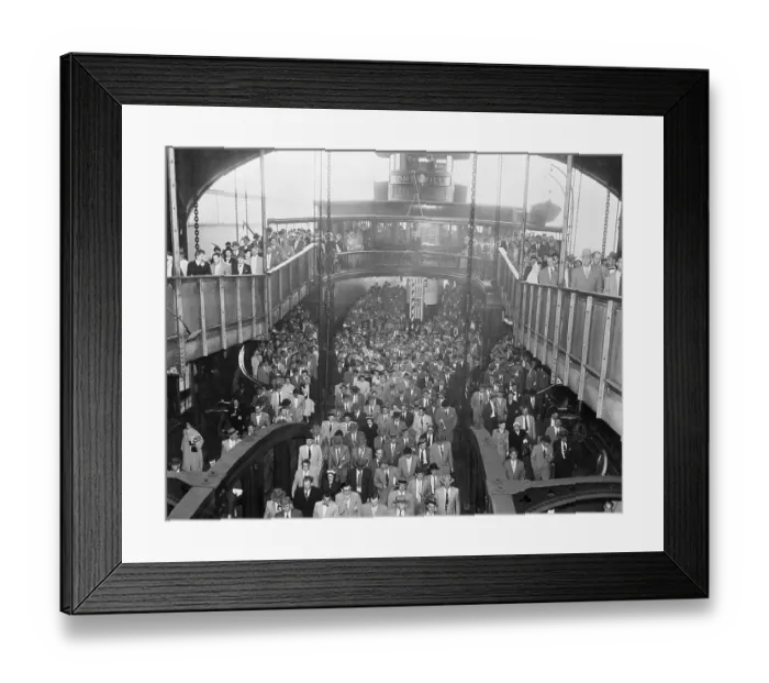 Framed Print : Crowd of Commuters on Ferry During Tube Strike Framed Print : Crowd of Commuters on Ferry During Tube Strike