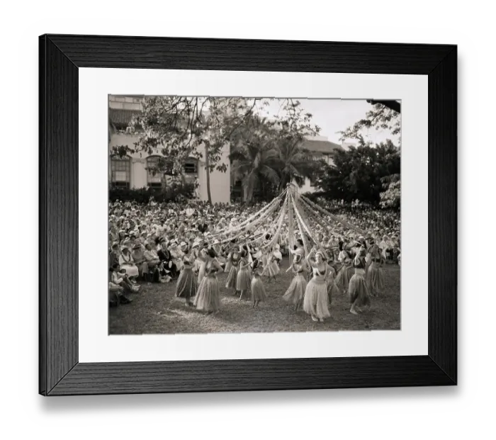 Framed Print : Hula Dancers Dance Around May Pole Framed Print : Hula Dancers Dance Around May Pole