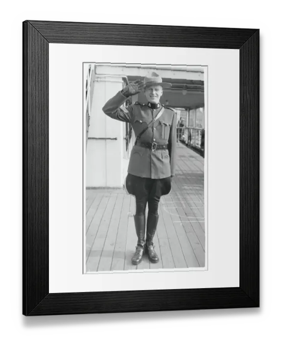 Framed Print : Royal Mounted Canadian Policeman Saluting Framed Print : Royal Mounted Canadian Policeman Saluting