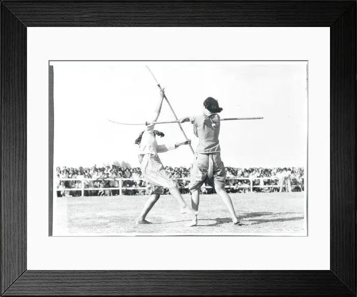 Framed Print : Thai Women Fighting with Sticks Framed Print : Thai Women Fighting with Sticks