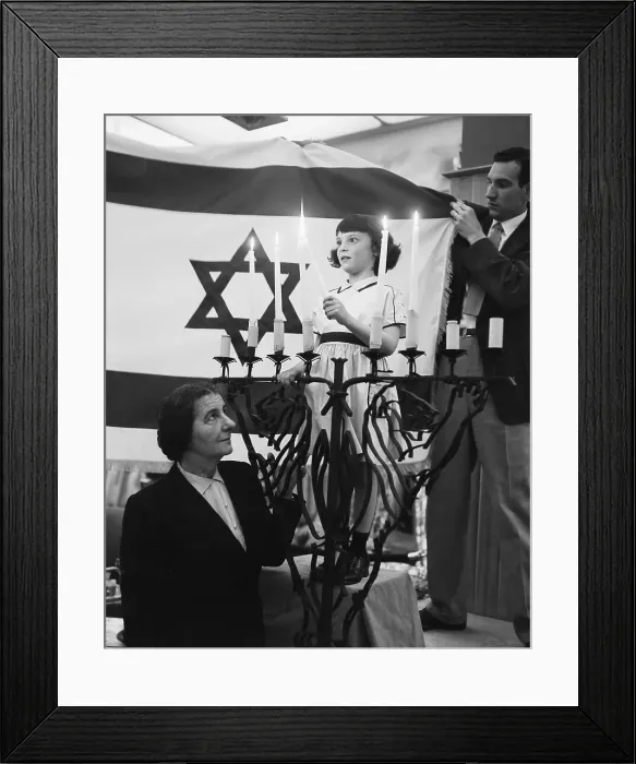Framed Print : Golda Meir and Child Light Candles Framed Print : Golda Meir and Child Light Candles