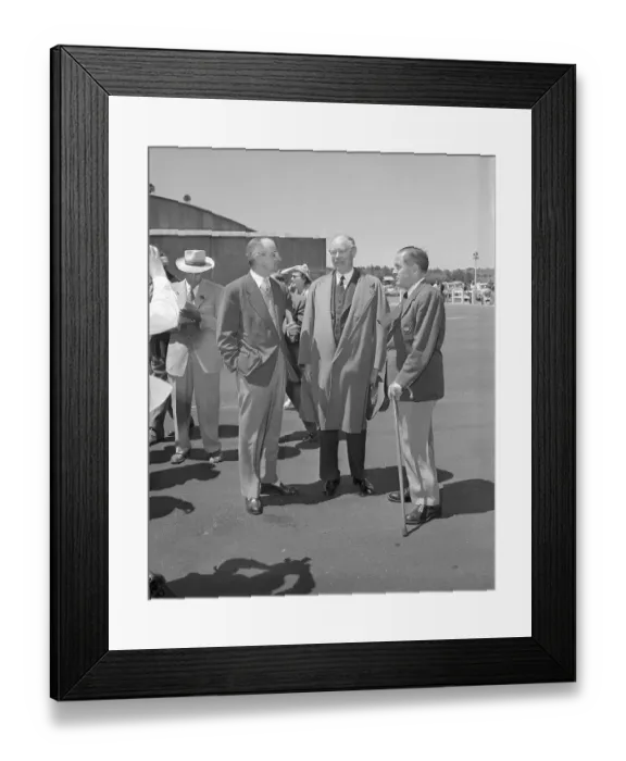 Framed Print : Clifford Roberts and Others Standing at Airport Framed Print : Clifford Roberts and Others Standing at Airport