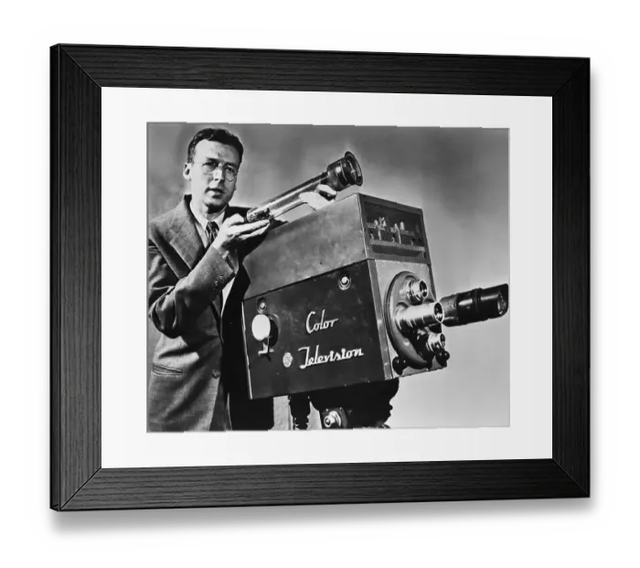 Framed Print : RCA Engineer Displaying Color TV Camera Tube Framed Print : RCA Engineer Displaying Color TV Camera Tube