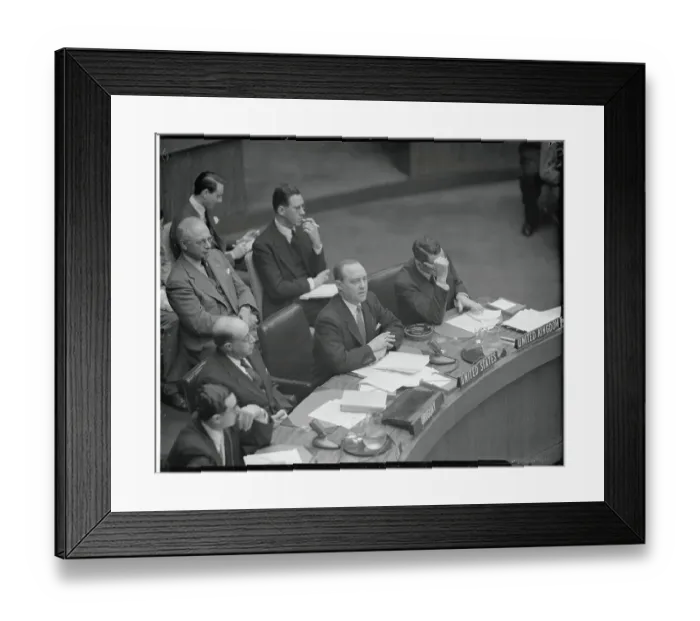 Framed Print : Ernest Gross at UN Meeting