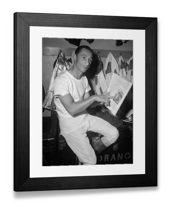 Framed Print : Eddie Arcaro Pointing to Whirlaway in Newspaper Framed Print : Eddie Arcaro Pointing to Whirlaway in Newspaper