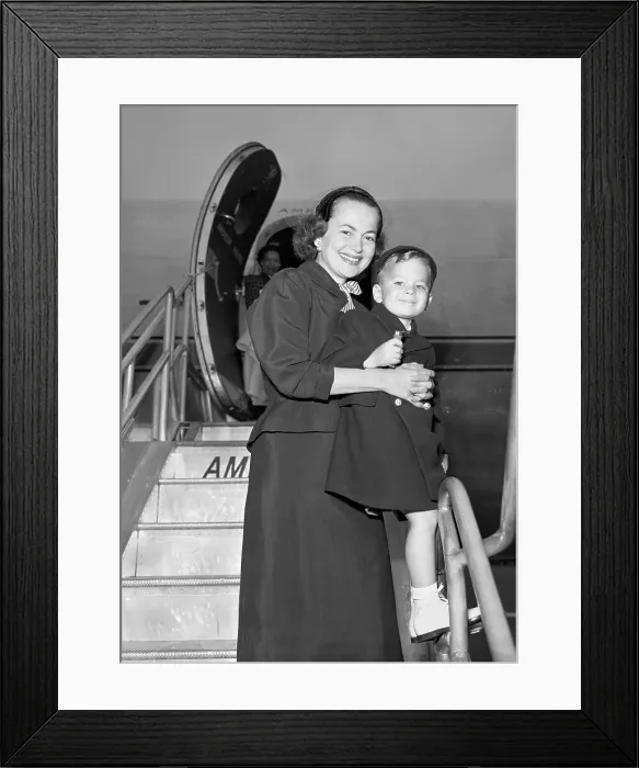Framed Print : Olivia de Havilland and Son Framed Print : Olivia de Havilland and Son