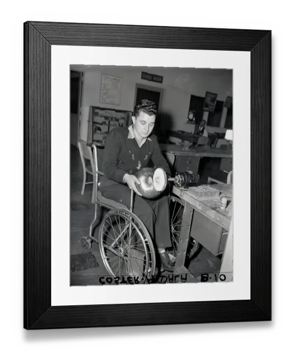 Framed Print : Disabled Veteran Working In Shop Framed Print : Disabled Veteran Working In Shop