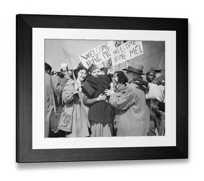 Framed Print : Private Welcomed Home By Mother Framed Print : Private Welcomed Home By Mother