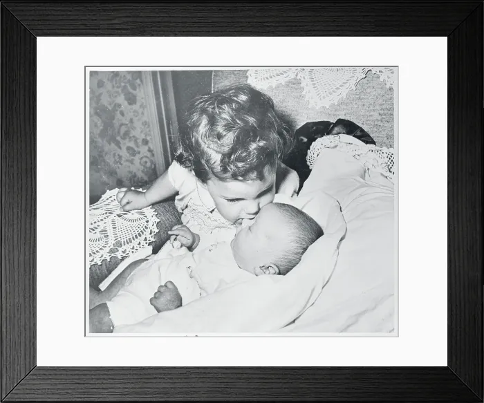Framed Print : Young Lucie Arnaz Leaning to Her Baby Brother Framed Print : Young Lucie Arnaz Leaning to Her Baby Brother