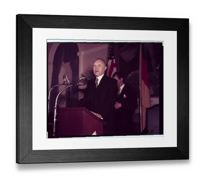 Framed Print : Doctor Konrad Adenauer Speaking at Microphones Framed Print : Doctor Konrad Adenauer Speaking at Microphones