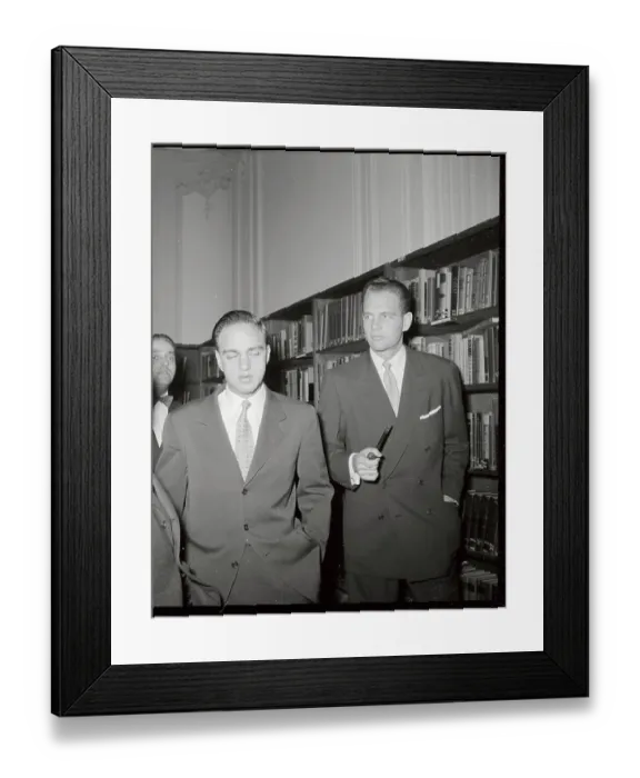 Framed Print : Gerard Shine and Roy Cohn with Others Near Bookshelf Framed Print : Gerard Shine and Roy Cohn with Others Near Bookshelf