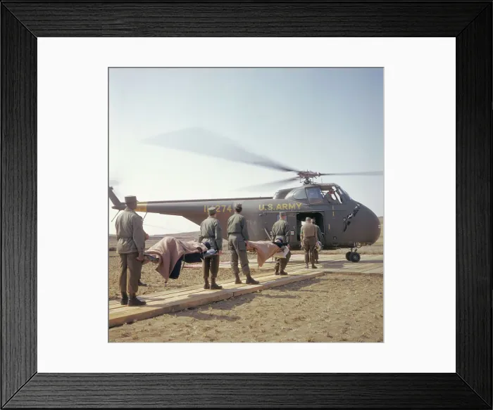 Framed Print : Rescuers Evacuating Sick and Wounded South Koreans by Helicopter Framed Print : Rescuers Evacuating Sick and Wounded South Koreans by Helicopter