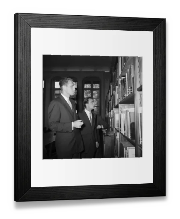 Framed Print : Gerard Shine and Roy Cohn Standing at Bookshelf Framed Print : Gerard Shine and Roy Cohn Standing at Bookshelf