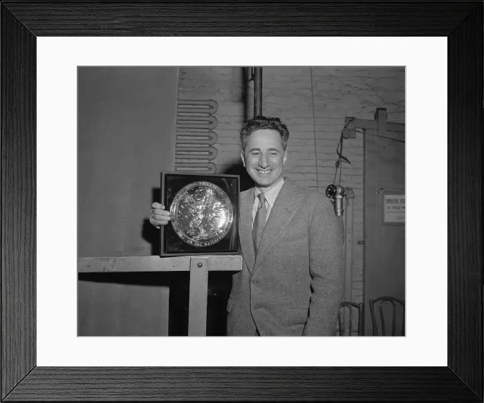 Framed Print : Director Elia Kazan Holding Plaque Framed Print : Director Elia Kazan Holding Plaque