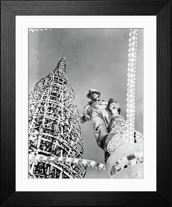 Framed Print : Simon Rodia and His Watts Towers Framed Print : Simon Rodia and His Watts Towers