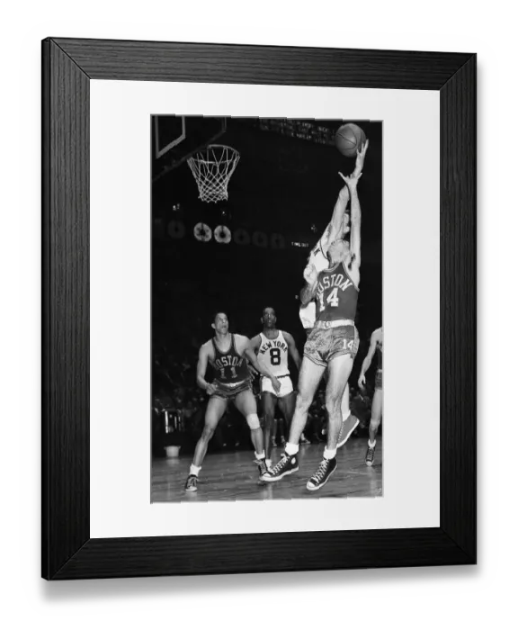 Framed Print : Bob Cousy and Ernie Vandeweghe Reaching For Ball Framed Print : Bob Cousy and Ernie Vandeweghe Reaching For Ball