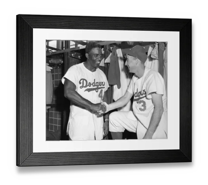 Framed Print : Jackie Robinson and Billy Cox Shaking Hands Framed Print : Jackie Robinson and Billy Cox Shaking Hands