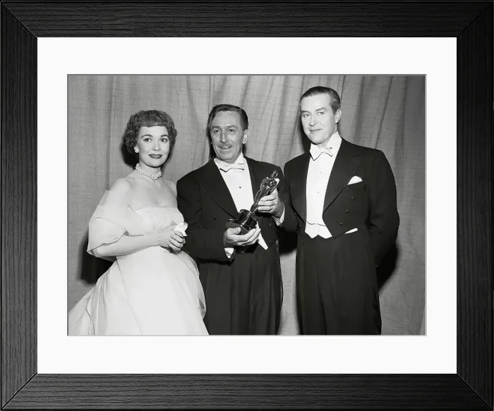 Framed Print : Walt Disney Stands with Oscar Beside Presenters Framed Print : Walt Disney Stands with Oscar Beside Presenters