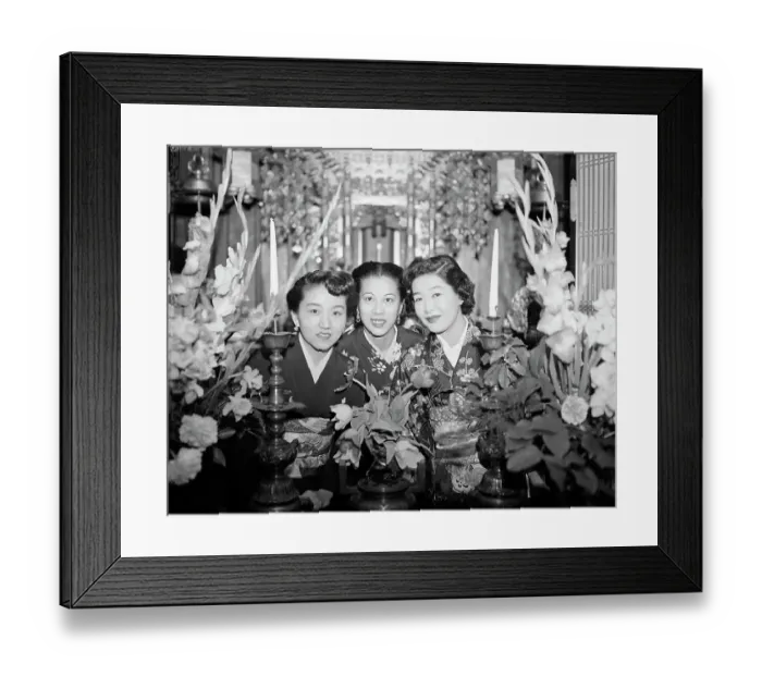 Framed Print : Japanese Woman Decorating Alter Framed Print : Japanese Woman Decorating Alter