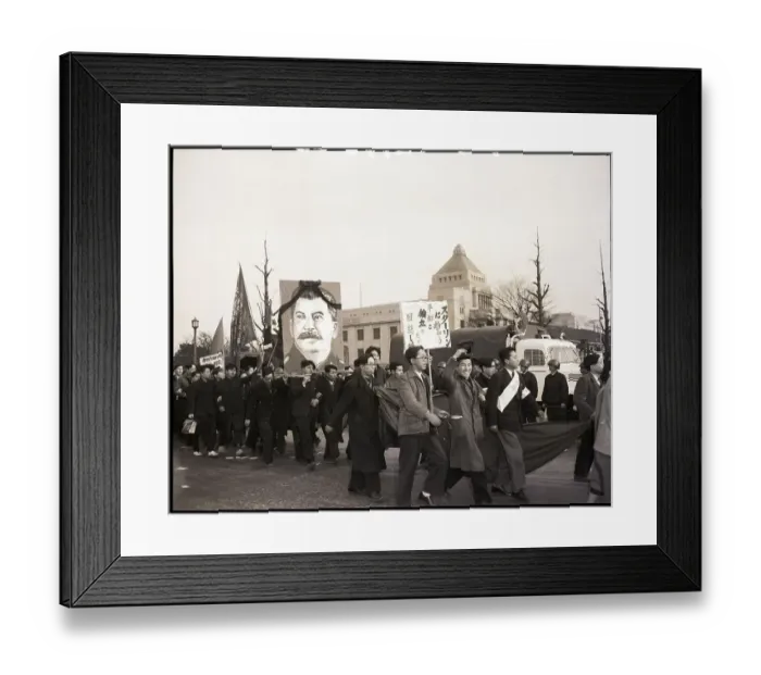 Framed Print : Japanese Marchers with Portrait of Stalin Framed Print : Japanese Marchers with Portrait of Stalin