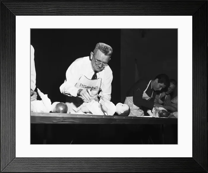 Framed Print : Eddie Fisher and Hershey Lewis Changing Diapers Framed Print : Eddie Fisher and Hershey Lewis Changing Diapers