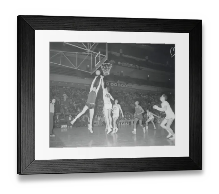 Framed Print : Basketball Players Going up at the Basket Framed Print : Basketball Players Going up at the Basket