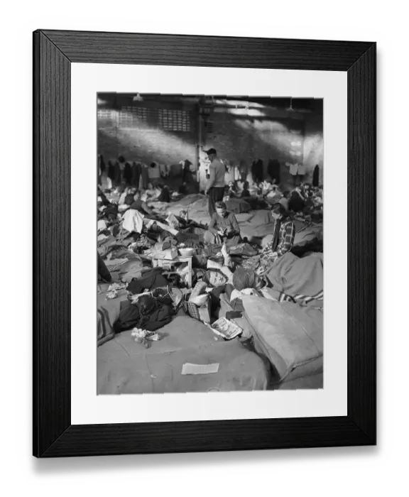 Framed Print : Refugees From East Berlin Crowd Factory Framed Print : Refugees From East Berlin Crowd Factory