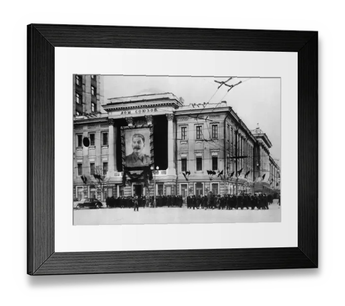 Framed Print : Mourners Pass Portrait of Joseph Stalin Framed Print : Mourners Pass Portrait of Joseph Stalin