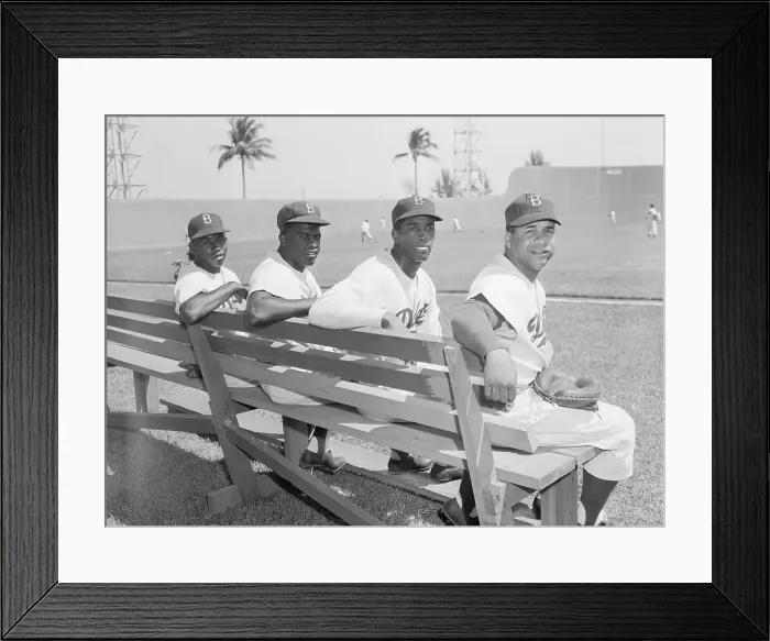 Framed Print : Jackie Robinson with Teammates Framed Print : Jackie Robinson with Teammates