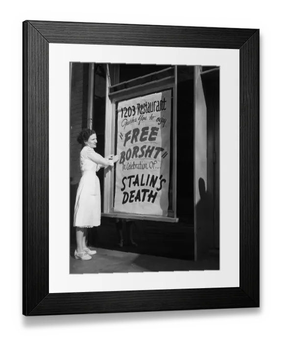 Framed Print : Woman Hangs Sign for Free Borst