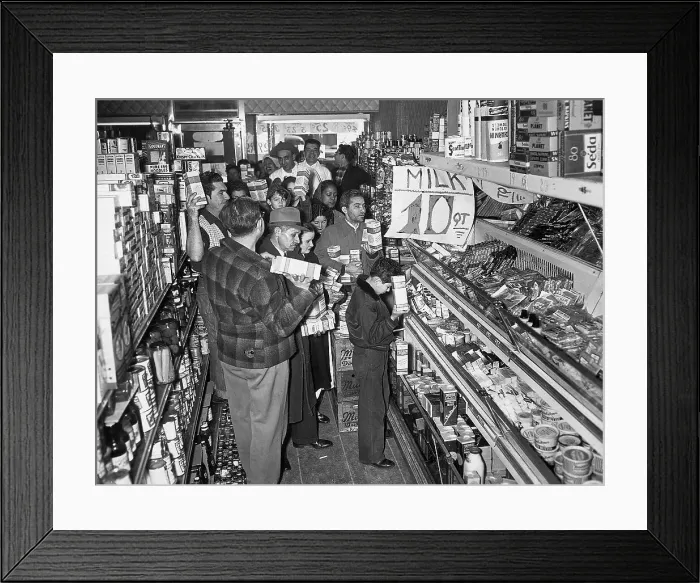 Framed Print : Customers at Market Buying Milk Framed Print : Customers at Market Buying Milk