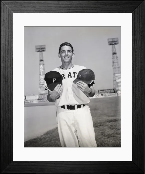 Framed Print : Baseball Player Holds Cap, Protective Hel Framed Print : Baseball Player Holds Cap, Protective Hel