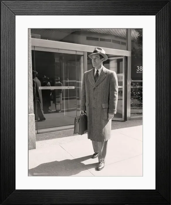 Framed Print : Salesman Leaving Madison Avenue Office Framed Print : Salesman Leaving Madison Avenue Office