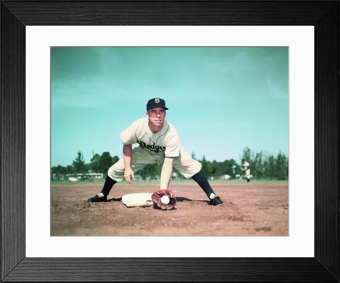 Framed Print : Pee Wee Reese Catching a Baseball Framed Print : Pee Wee Reese Catching a Baseball