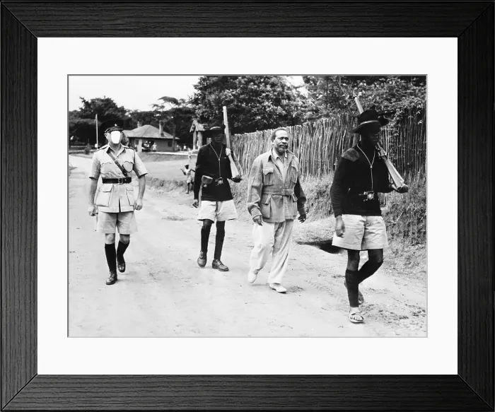 Framed Print : Jomo Kenyatta Guarded By British Framed Print : Jomo Kenyatta Guarded By British