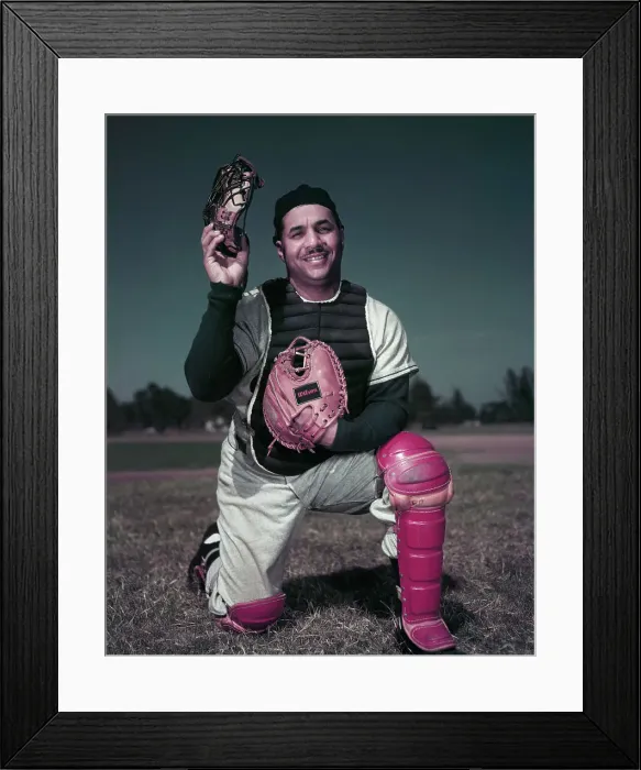 Framed Print : Roy Campanella, Baseball Player Kneeling Framed Print : Roy Campanella, Baseball Player Kneeling