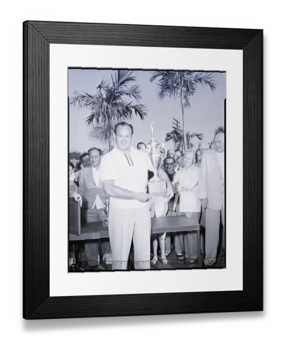 Framed Print : Allie Reynolds Holding Golf Trophy