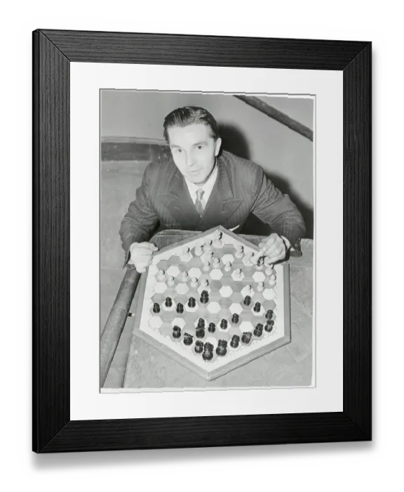 Framed Print : Man with Hexagonal Chess Board Framed Print : Man with Hexagonal Chess Board