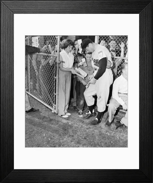 Framed Print : Joe DiMaggio Signing Autographs Framed Print : Joe DiMaggio Signing Autographs