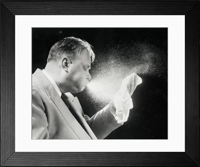 Framed Print : Sneeze Caught by Stroboscopic Unit