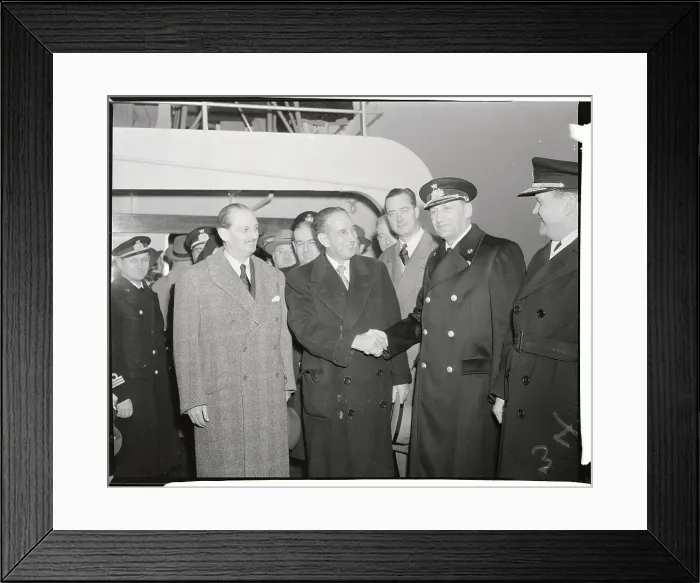 Framed Print : Mayor Shaking Hands with Ship Captain Framed Print : Mayor Shaking Hands with Ship Captain